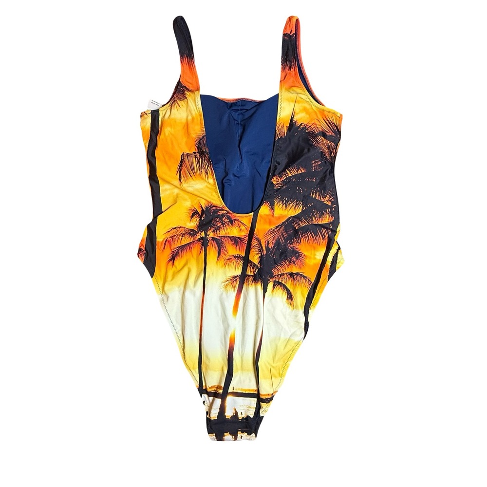Aerie Real Good One Piece Cheekiest Swimsuit XL Sunset Palm Tree UPF 50 NWT - Picture 2 of 10